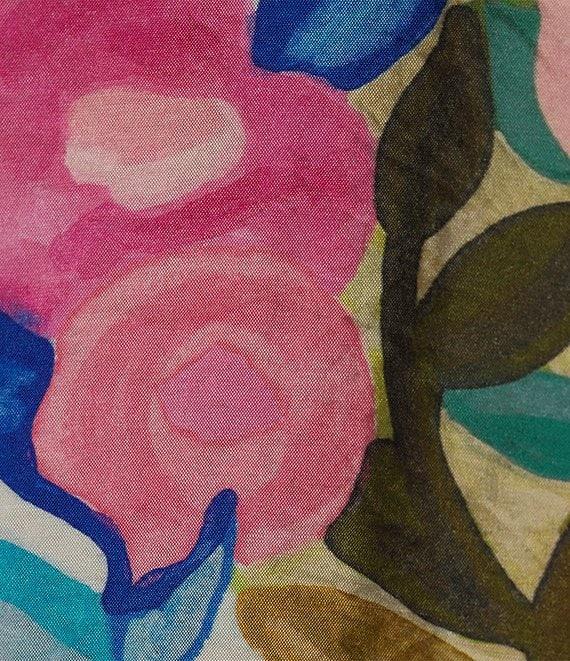 John Mark Woven Floral Camp Notch Collar 3/4 Cinch Tie Sleeve Shirt Product Image