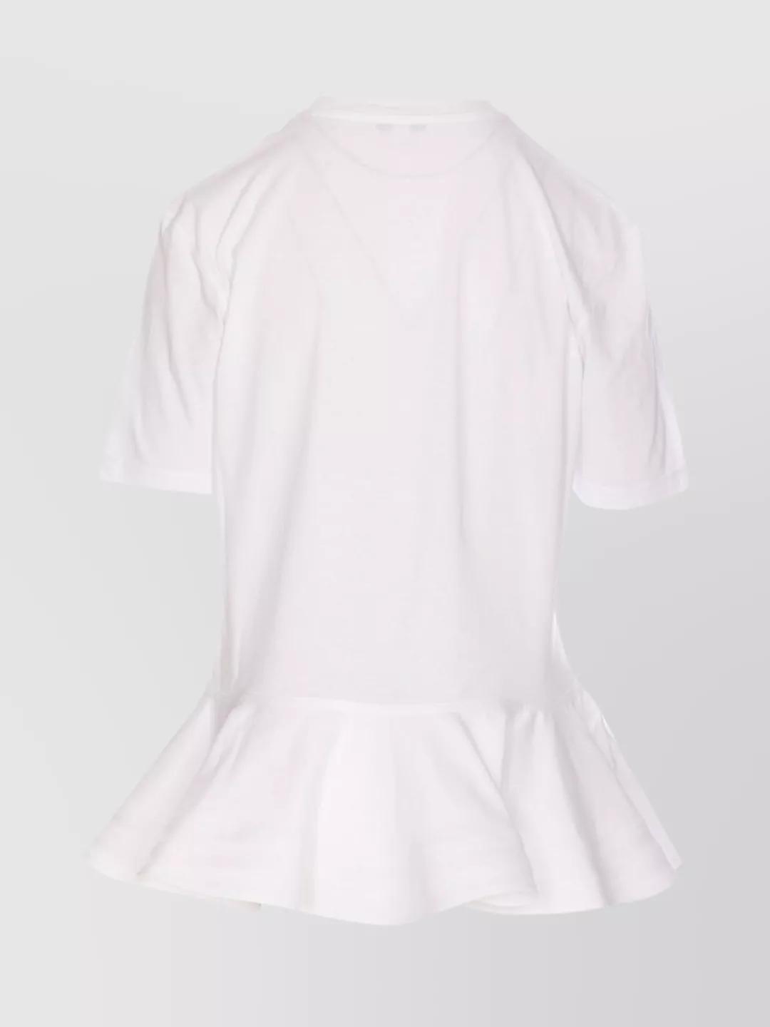 ALAÏA Oversized Poplin-trimmed Cotton-jersey Peplum T-shirt In White Product Image