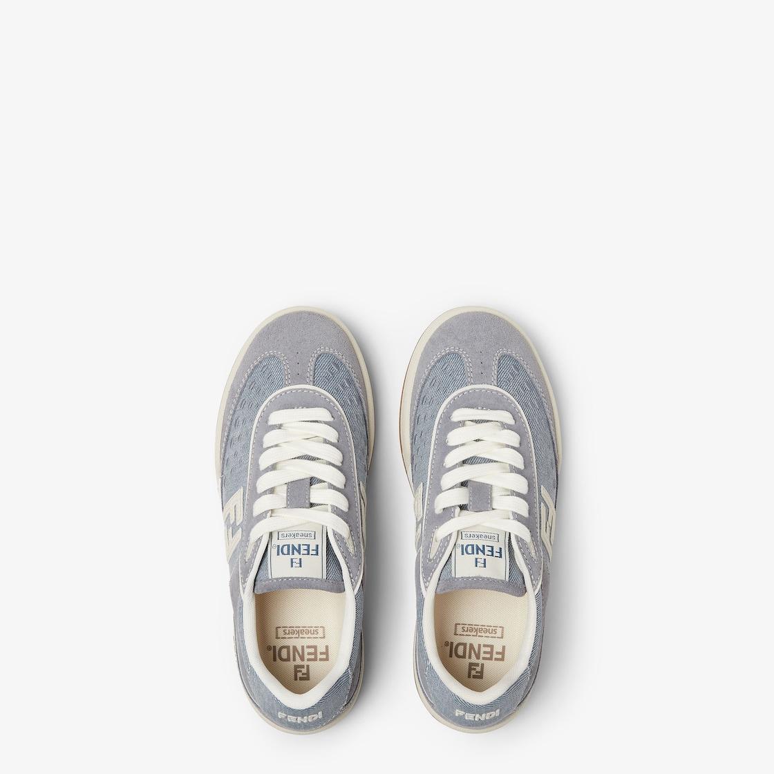 Fendi MatchLight blue denim fabric and suede low tops Product Image