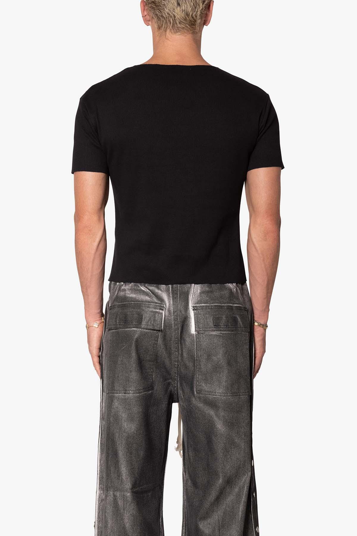 Fitted Ribbed Tee - Black Product Image