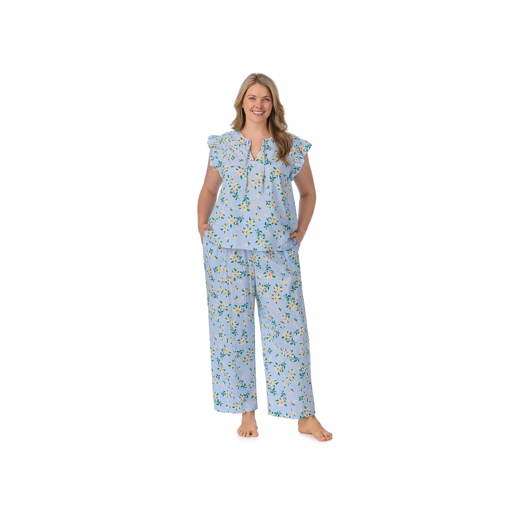Plus Size Draper James 2-Piece Woven Pajama Tank Top & Pajama Pants Set, Women's, Size: 2XL, Blue Gingham Magnolia Product Image