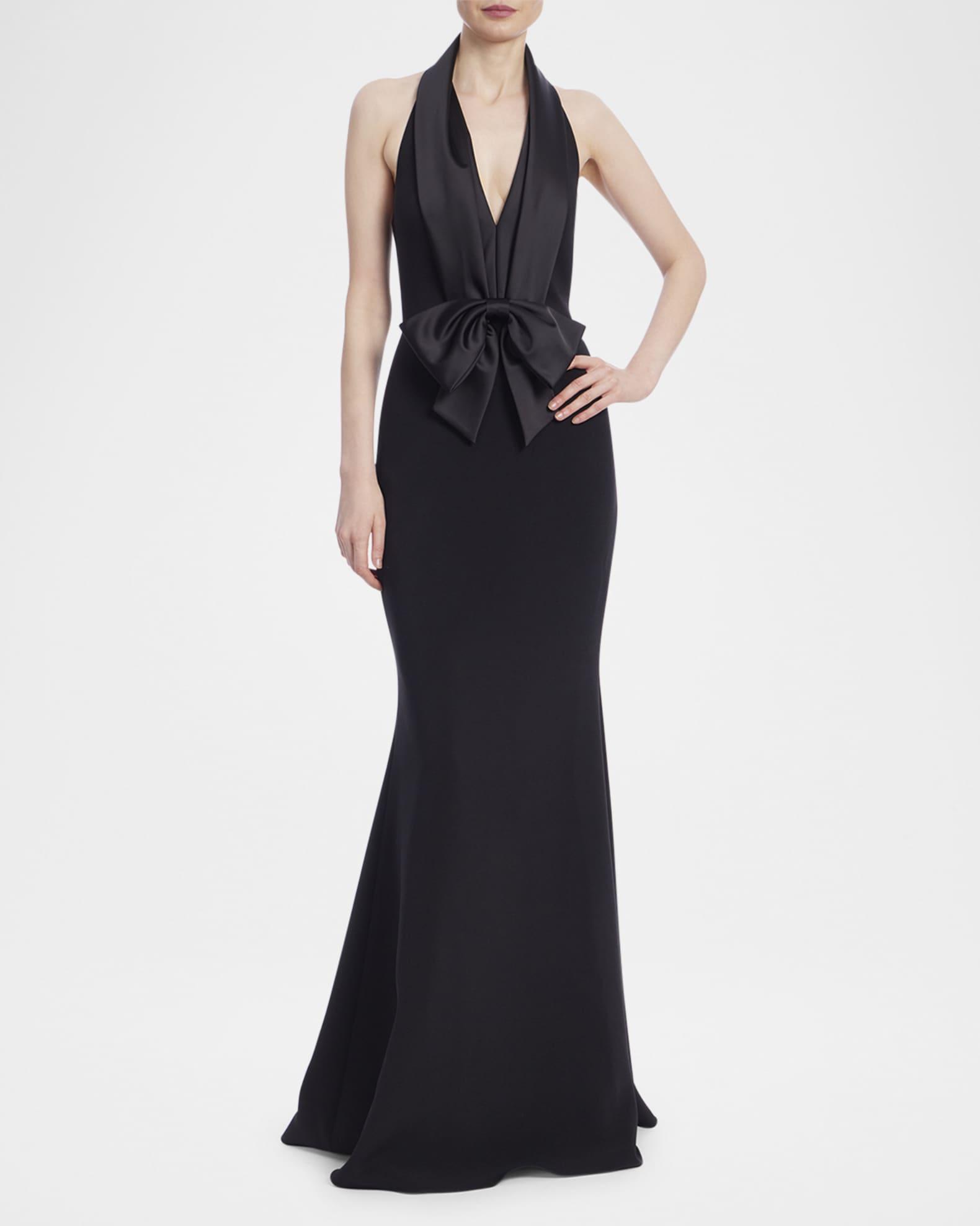 Bow-Front Halter Tuxedo Gown Product Image