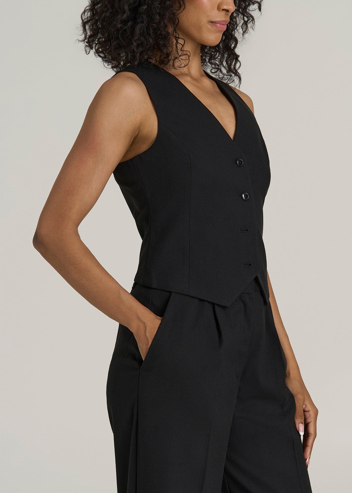 Tailored Vest for Tall Women in Black Female Product Image