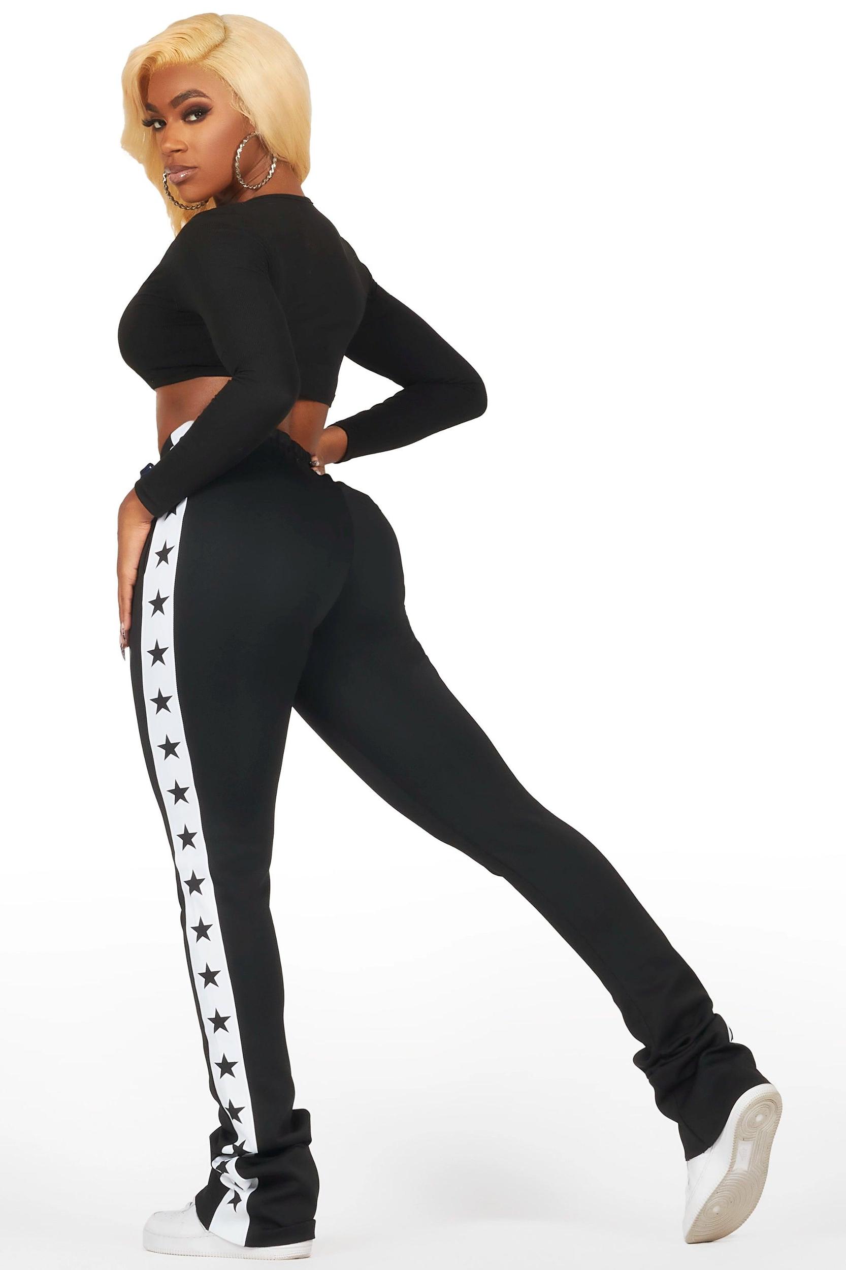 Kevona Black Super Stacked Track Pant Female Product Image