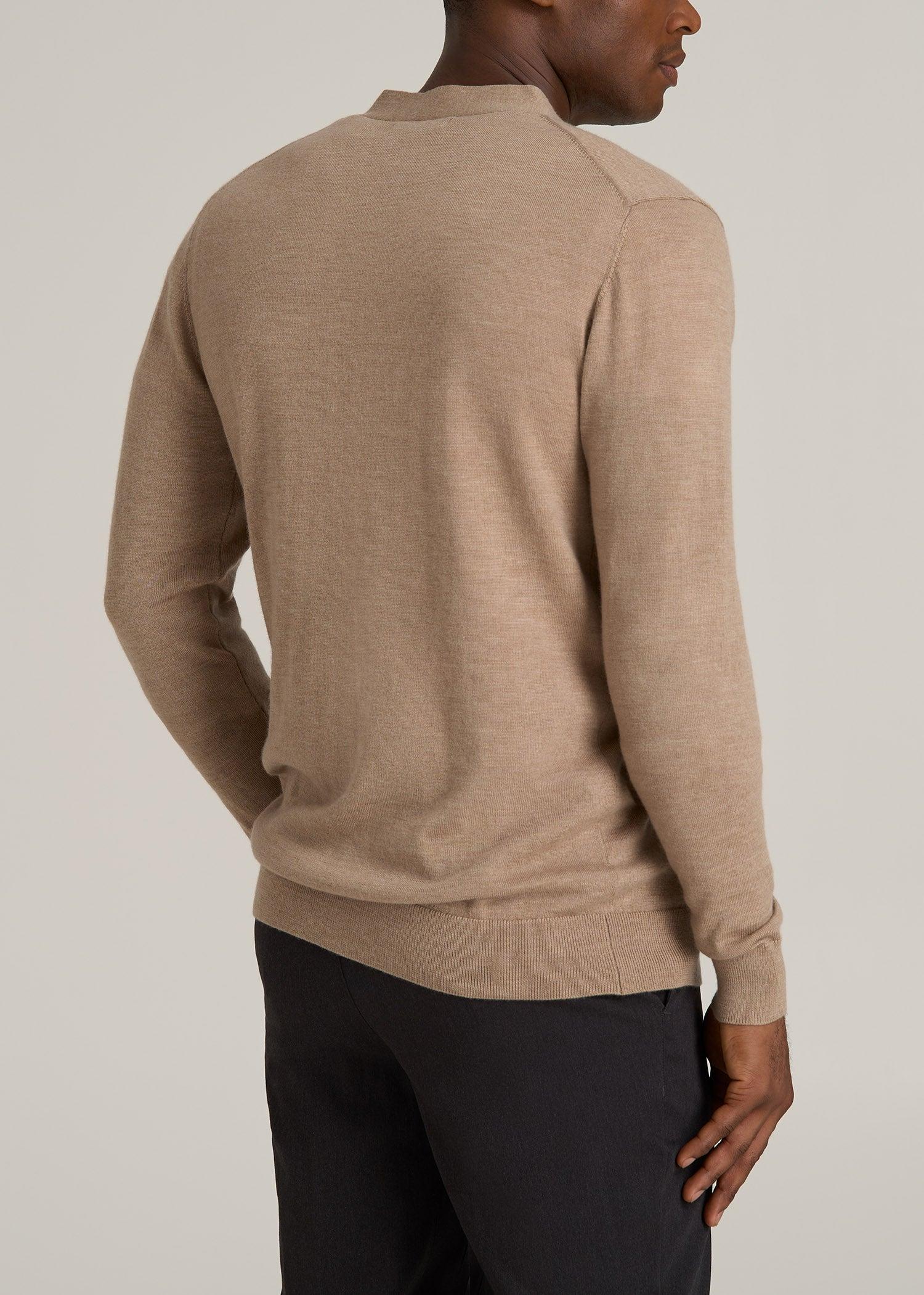 Merino Wool Cardigan Sweater for Tall Men in Oat Product Image