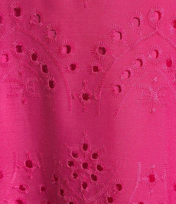 Sam Edelman V-Neck Sleeveless Asymmetrical Tiered Ruffle Eyelet Midi Dress Product Image