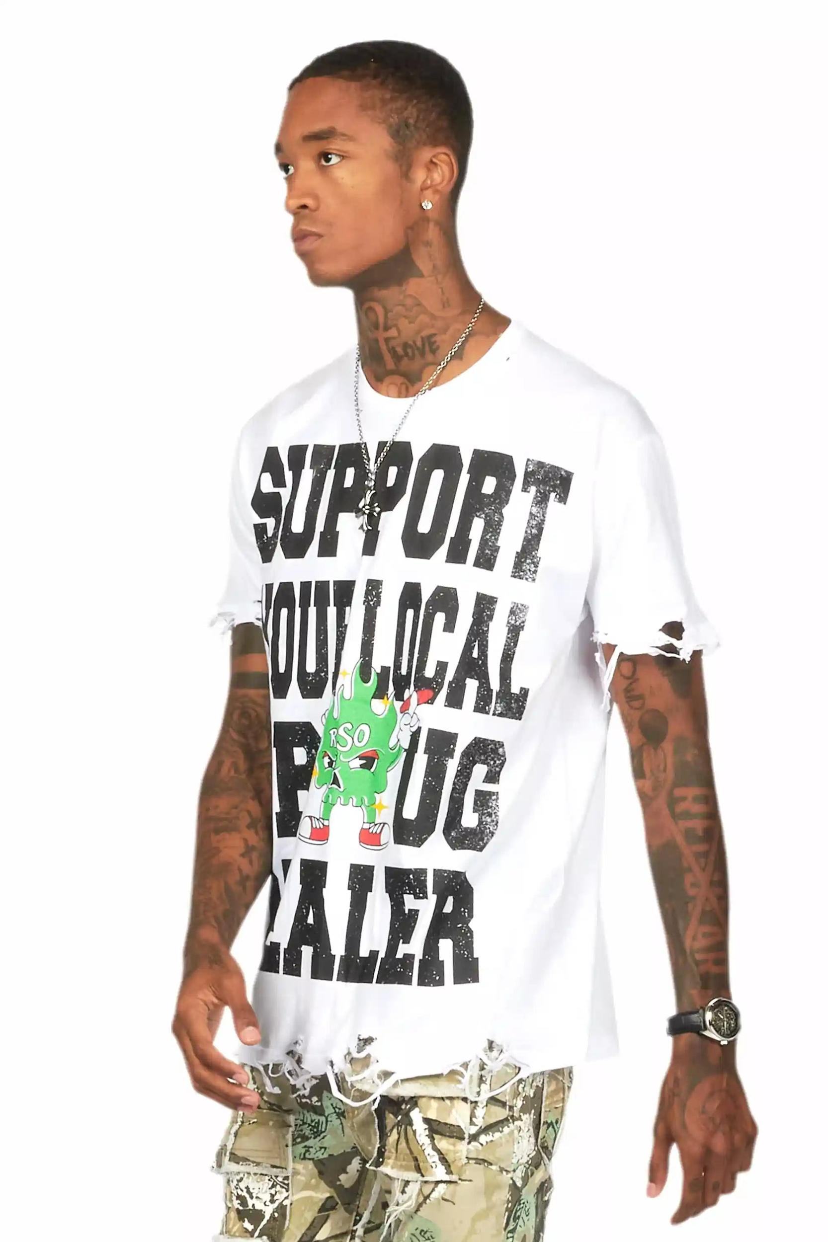 Tarl White Oversized Graphic T-Shirt Male Product Image