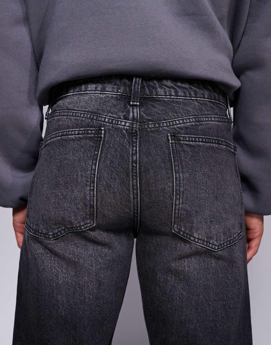 ASOS DESIGN straight stretch jeans in washed black Product Image