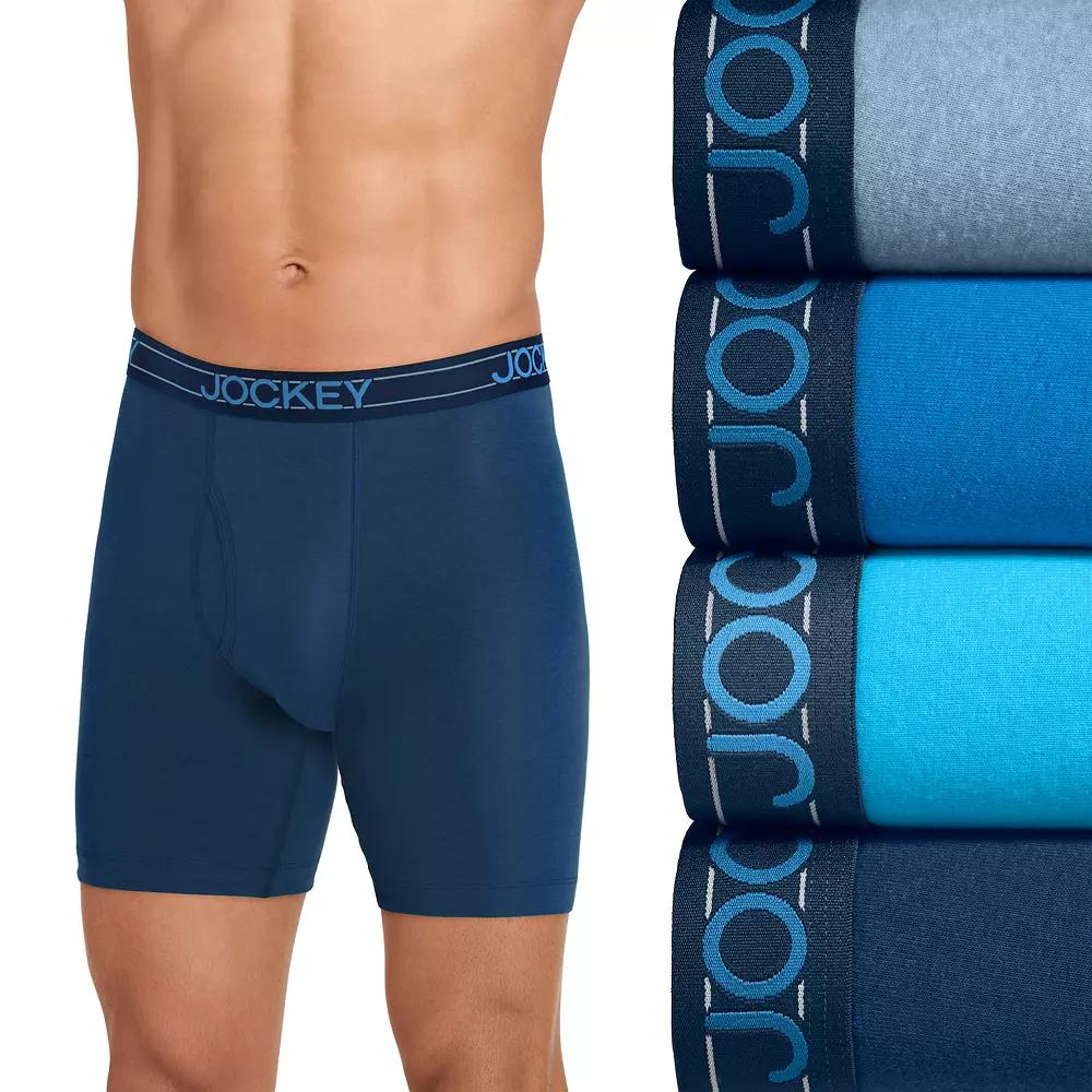 Men's Jockey® 4-Pack Lightweight Cotton Blend 7" Long Leg Boxer Brief,  Product Image