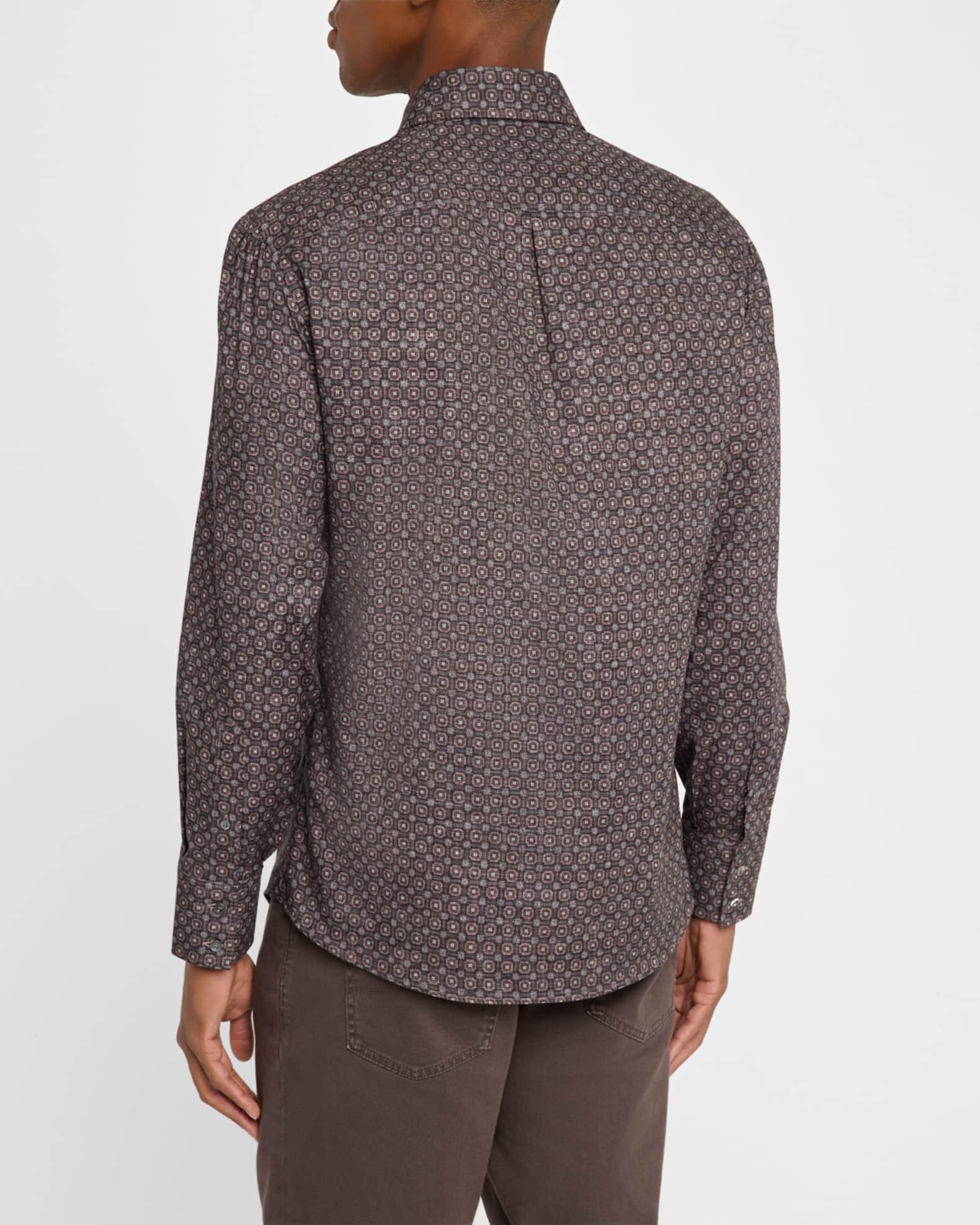 Men's Cotton Geometric Casual Button-Down Shirt Product Image