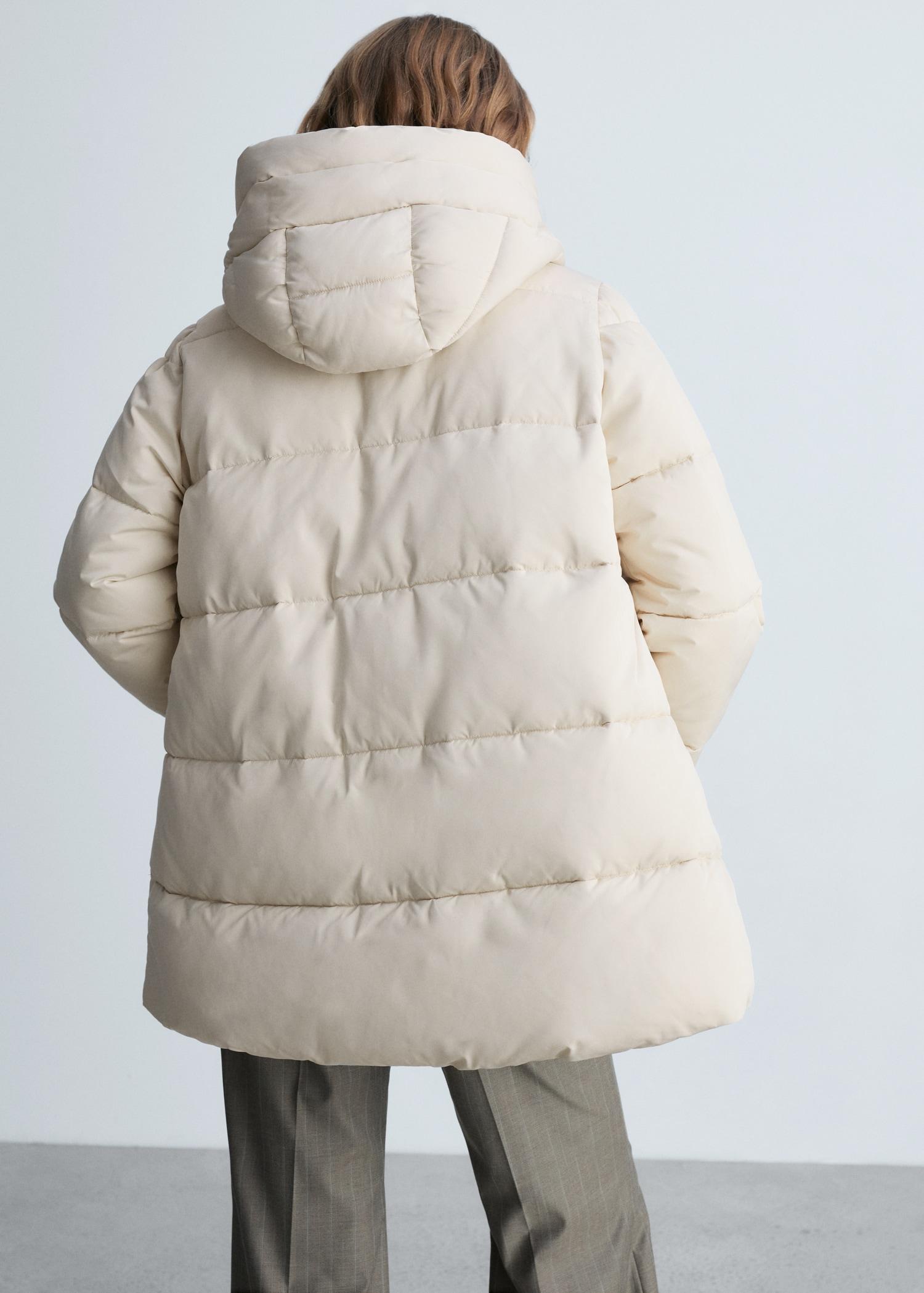 Quilted midi anorak with hood - Women | MANGO USA Product Image