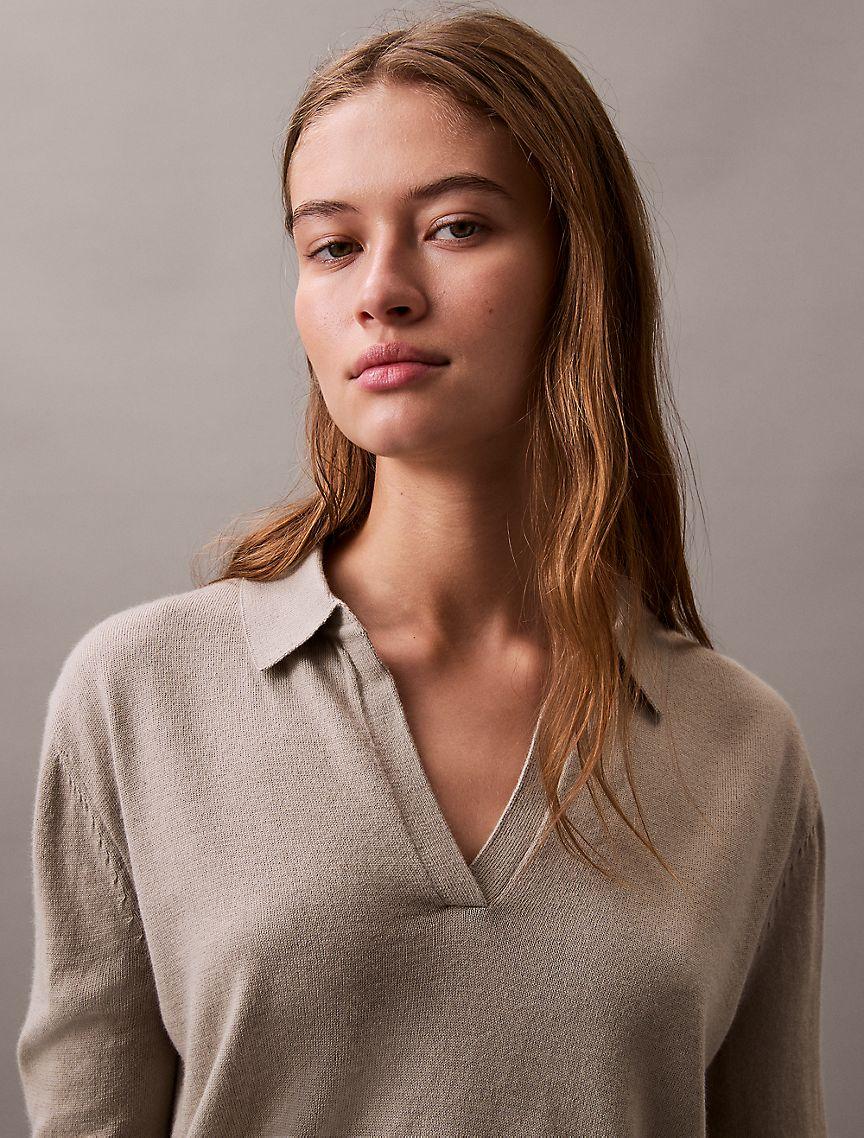 Extra Fine Merino Blend Polo Sweater Product Image