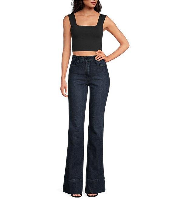 Susana Monaco Signature Stretch Wide Strap Square Neck Sleeveless Coordinating Crop Top Product Image