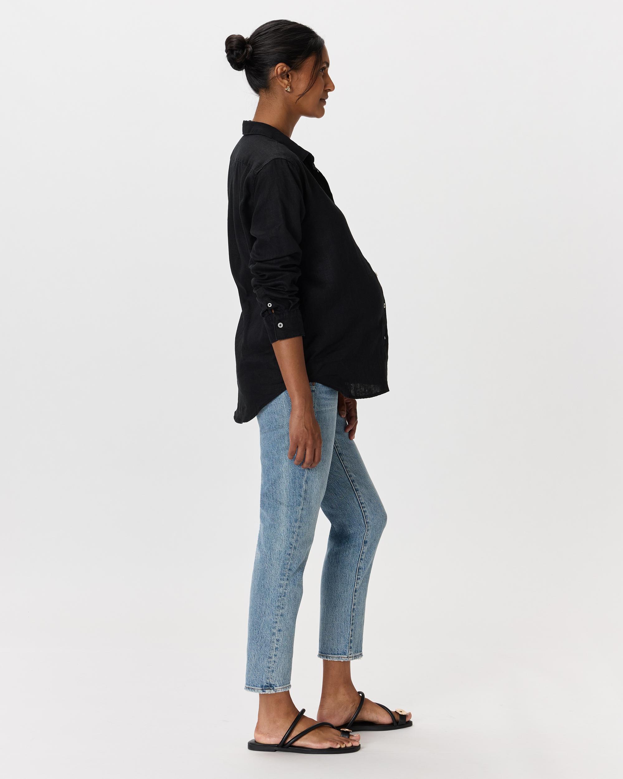 Quince | Women's 100% European Linen Maternity Long Sleeve Shirt Product Image