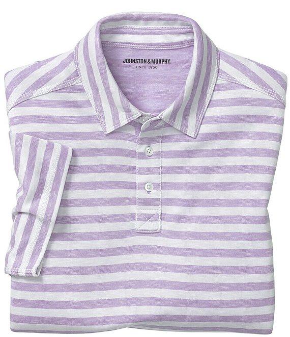 Johnston & Murphy Vintage Slub Stripe Short Sleeve Polo Shirt Product Image