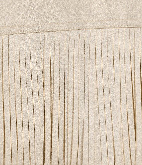 Stoosh Suede Collared Fringe Jacket Product Image