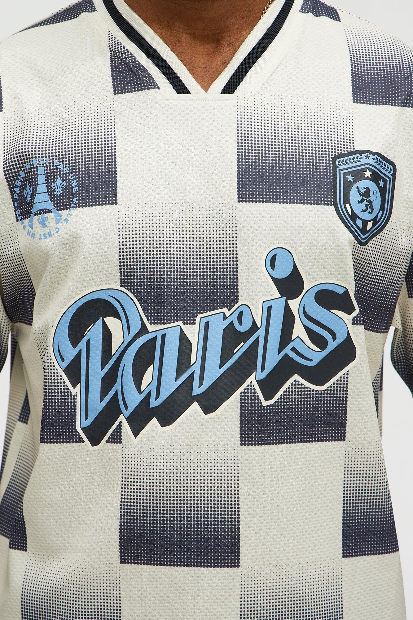 Checkered Paris Short Sleeve Soccer Jersey - Off White/combo Product Image
