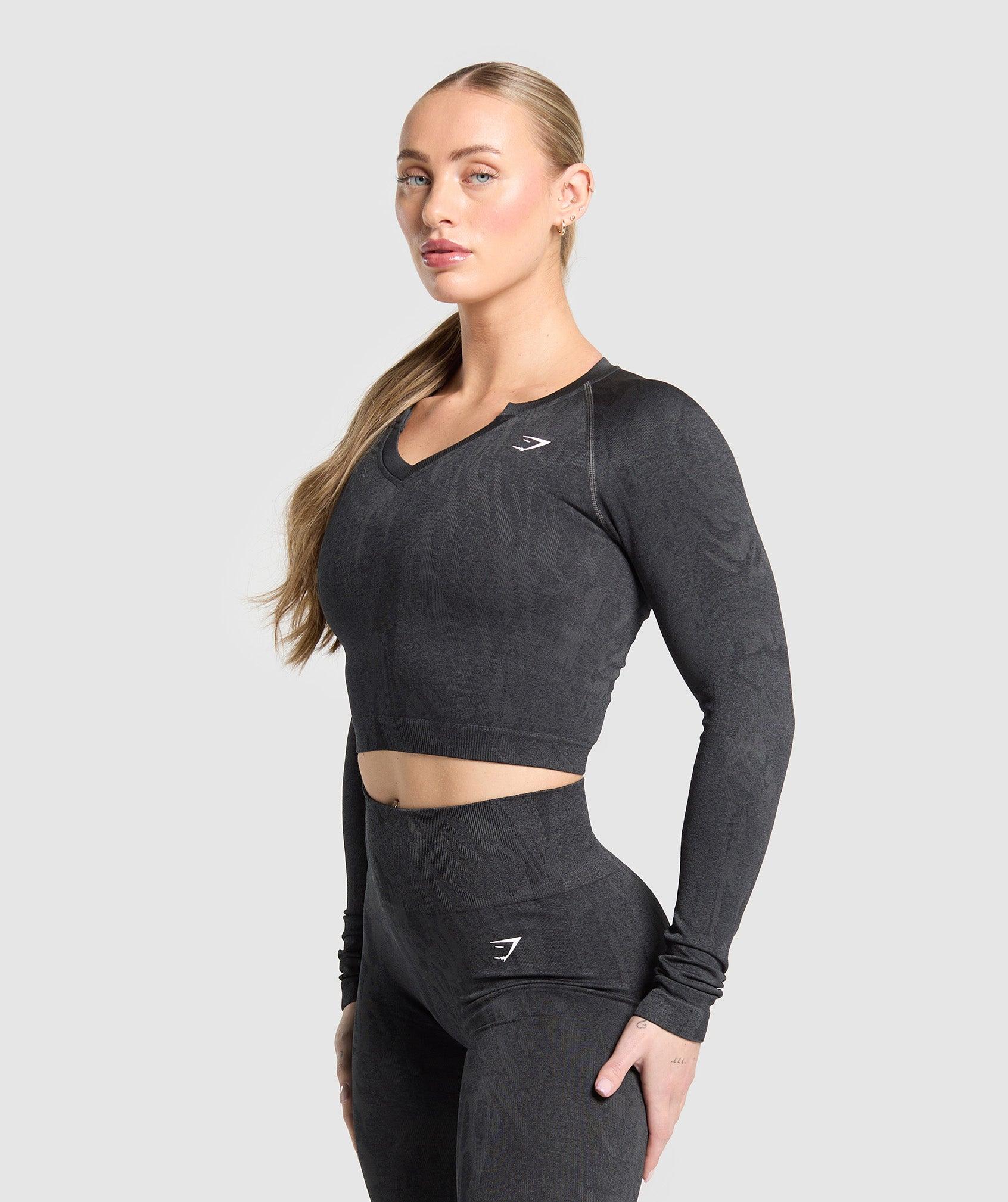Gymshark Adapt Camo Seamless Long Sleeve Top - Asphalt Grey/Black Female Product Image