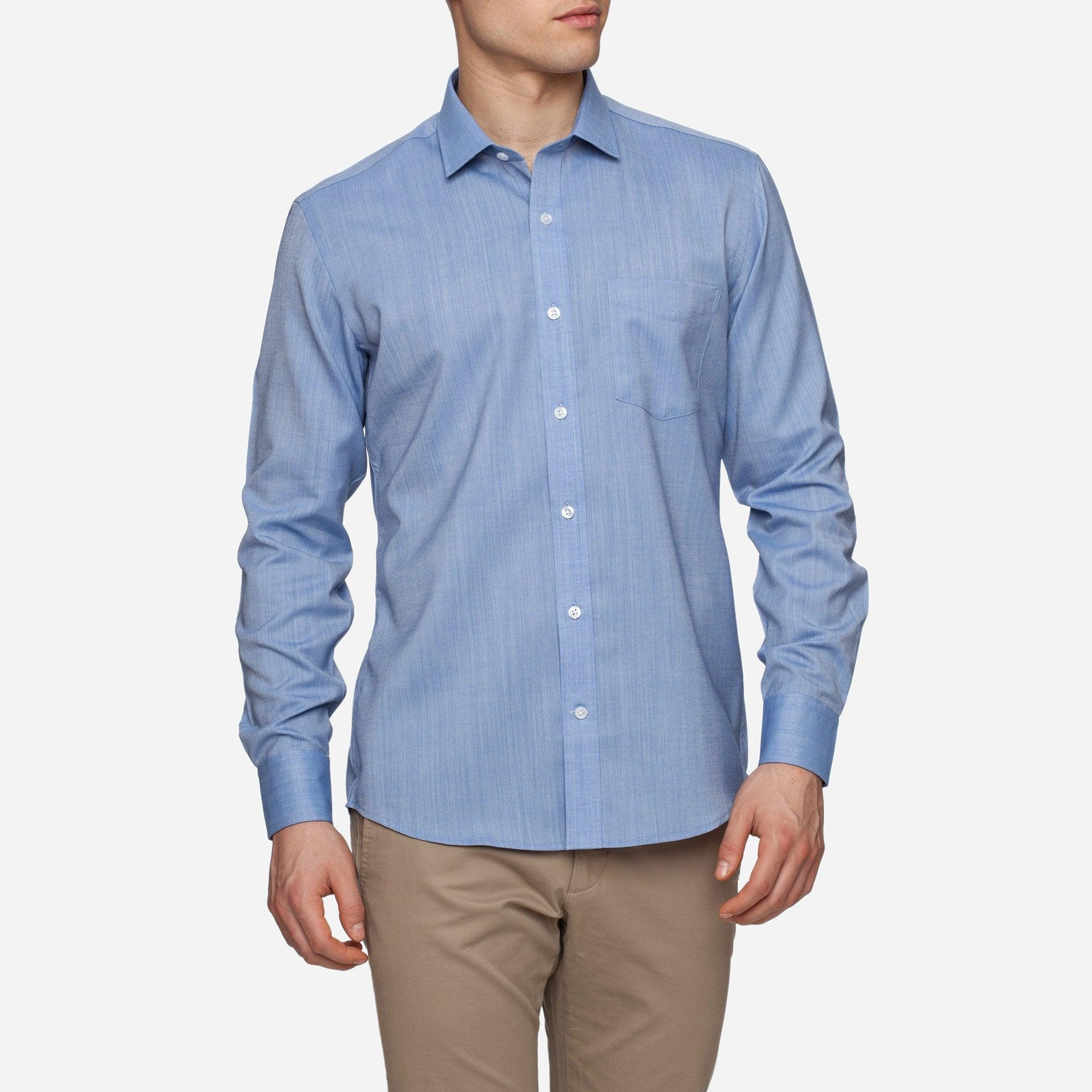 Merino Wool Dress Shirt | Blue Oxford Product Image