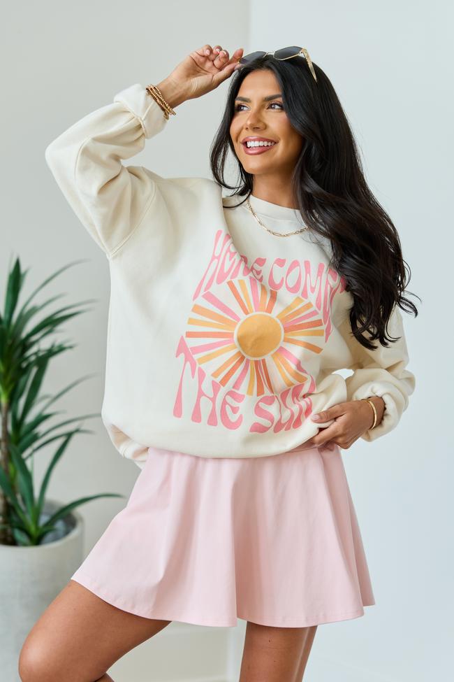 Here Comes The Sun Burst Cream Graphic Sweatshirt Product Image