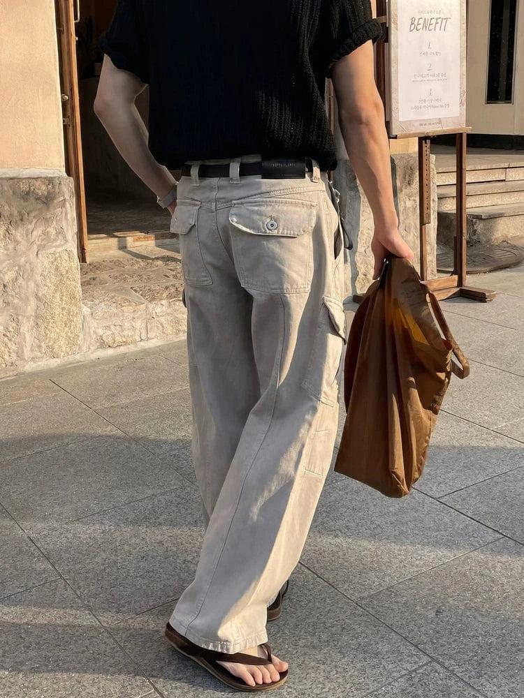 RT No. 19041 RECONSTRUCTED CARGO STRAIGHT PANTS Product Image