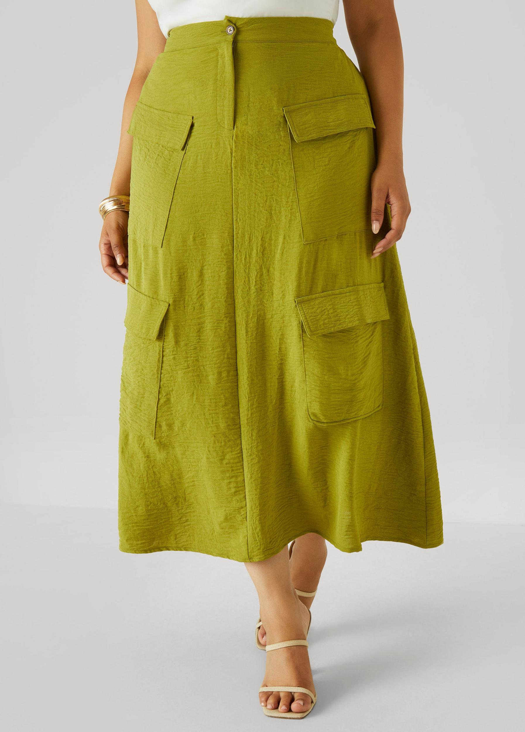 Plus Size Textured Maxi Cargo Skirt Ashley Stewart Product Image