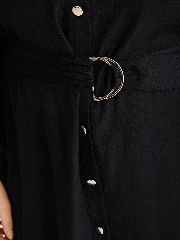 Halloween Plain Button Up Shirt Collar Buckle Detail Coat Female Product Image