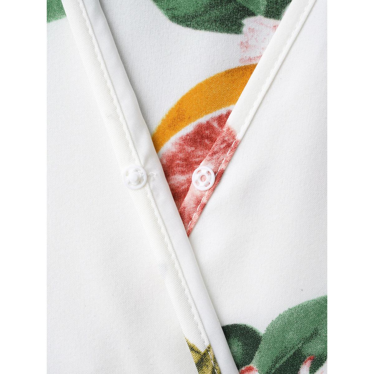 Plus Size Spring Fruits Wrap Neck Midi Dress Ivory Women Elegant Ruffles Overlap Collar Cap Sleeve Curvy BloomChic 28/5X Product Image