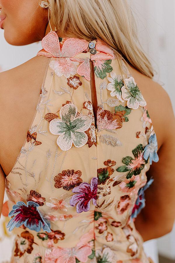 Exclusive Party Embroidered Mini Dress In Champagne Product Image