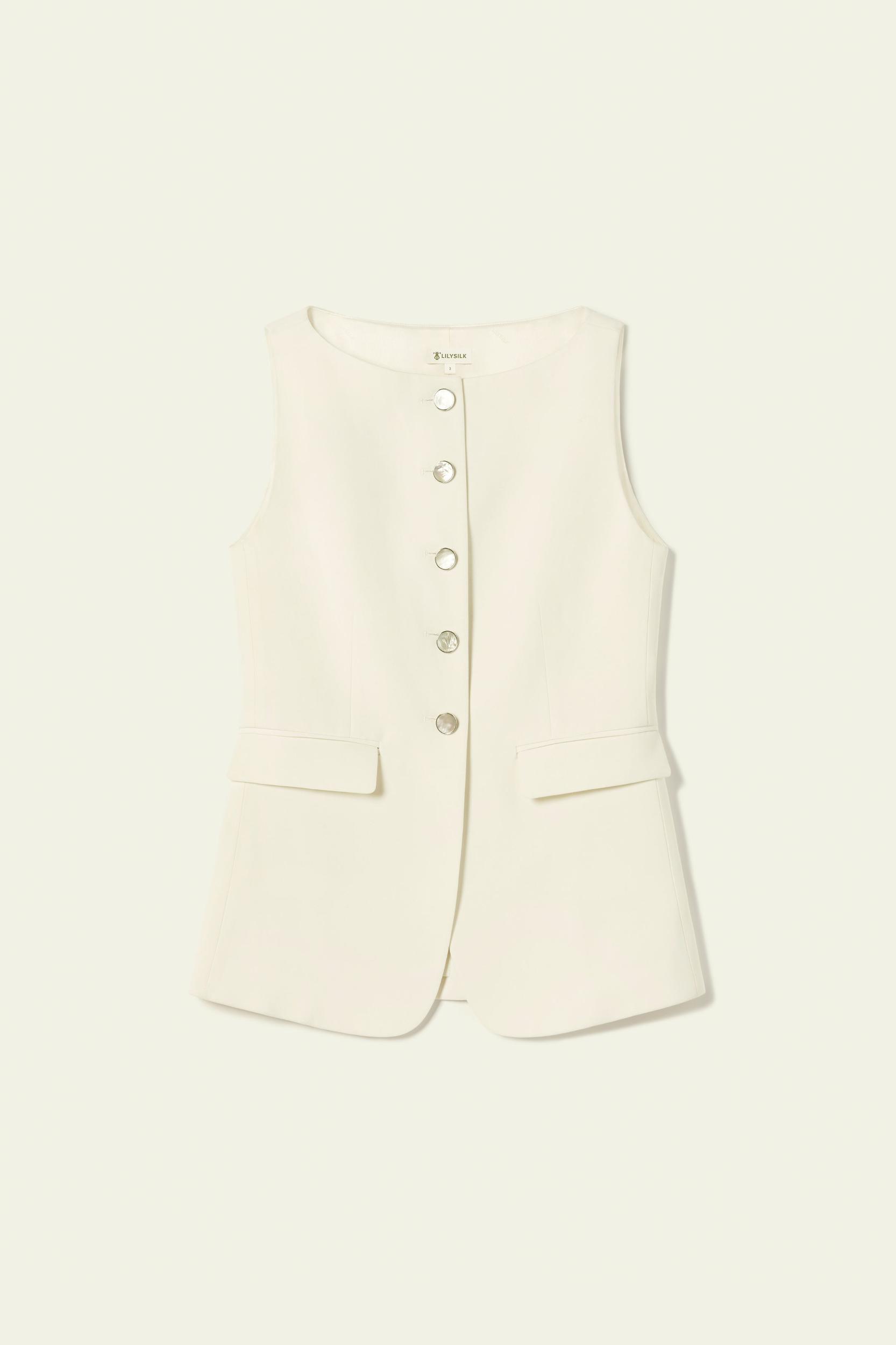 Sleeveless Button Up Silk Vest Product Image