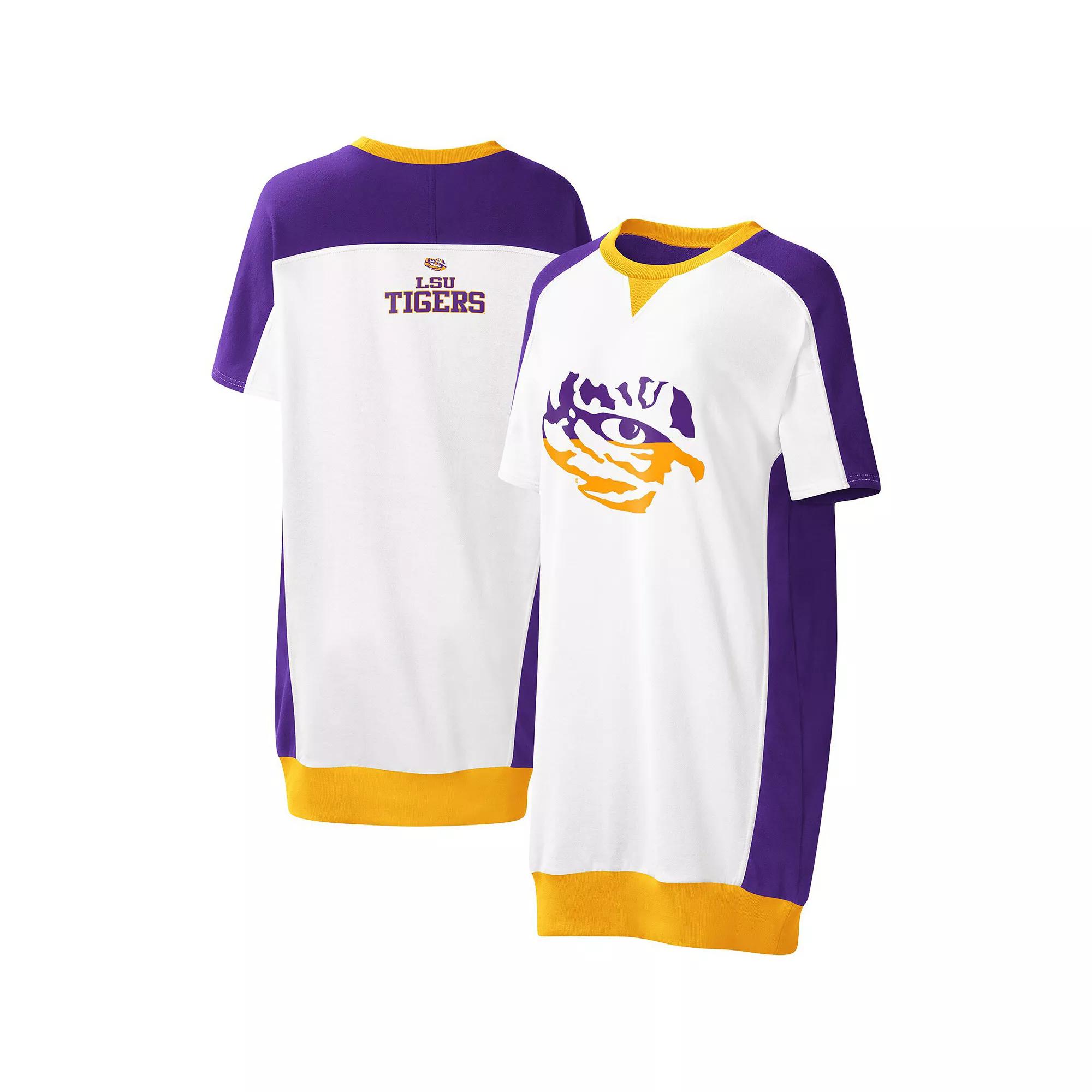 Women's G-III 4Her by Carl Banks White LSU Tigers Home Run T-Shirt Dress, Size: Medium Product Image