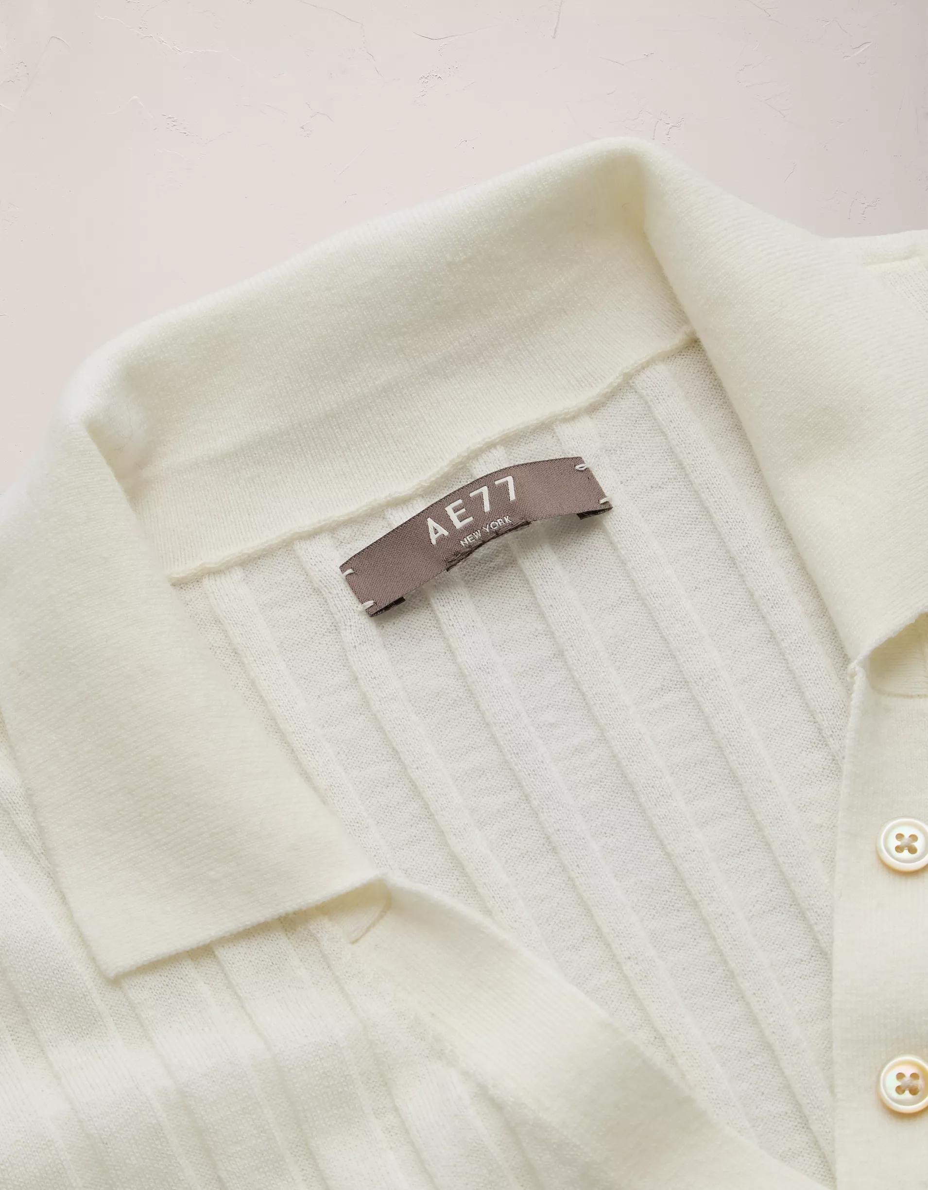 AE77 Premium Wool-Silk Blend Polo Shirt Product Image