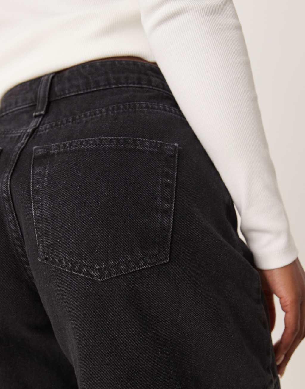 ASOS DESIGN denim longline A-line shorts in black Product Image