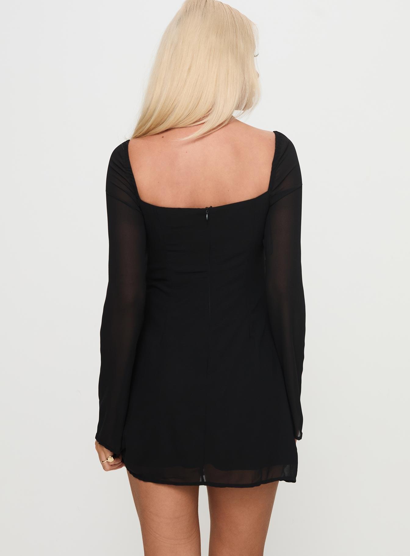 Monologue Long Sleeve Mini Dress Black Product Image