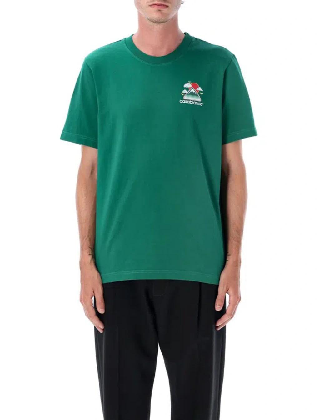 CASABLANCA Mens Montagne Ondulee Brand-print Cotton-jersey T-shirt In Green Product Image