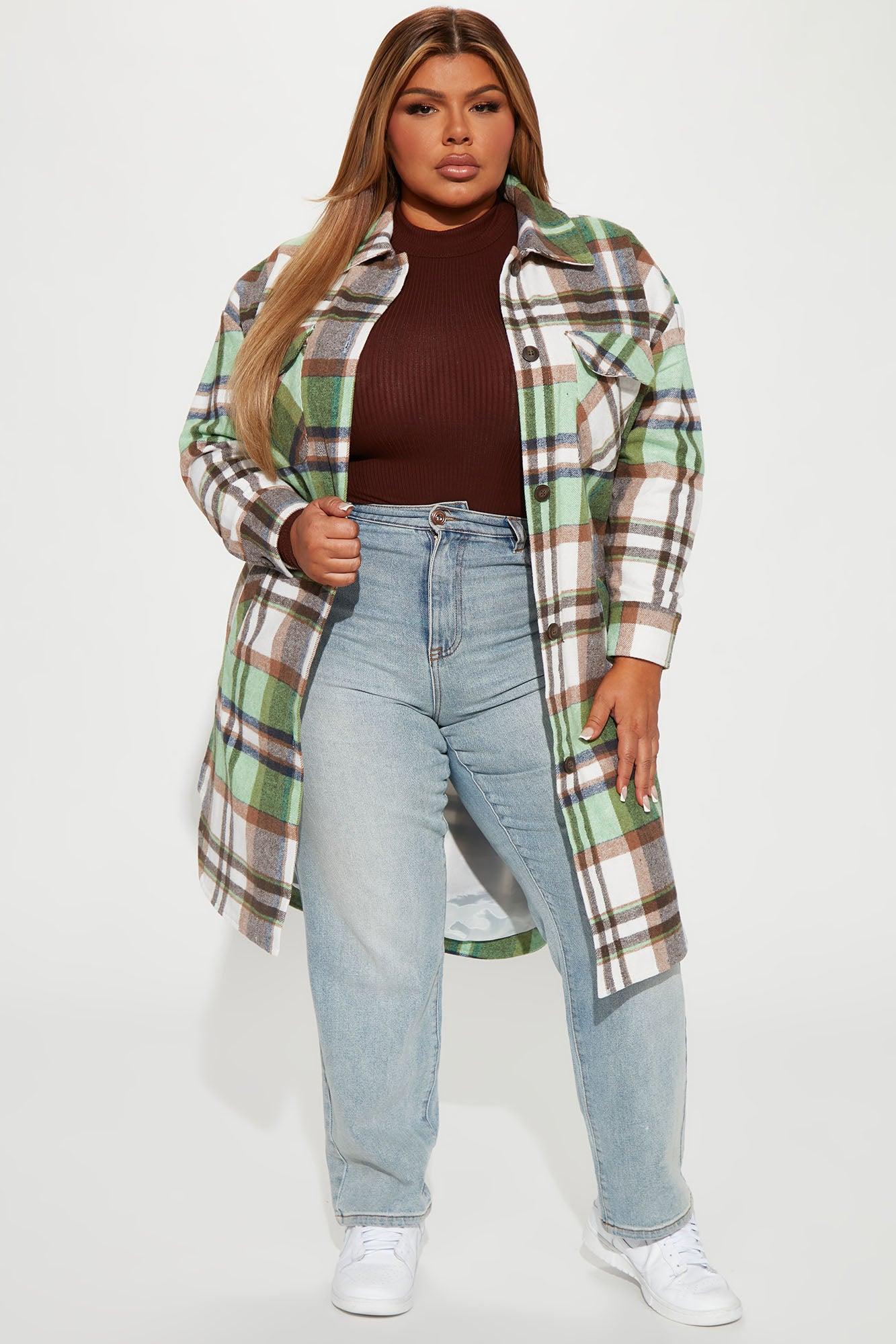 Get Lost Plaid Shacket - Green/combo Female Product Image