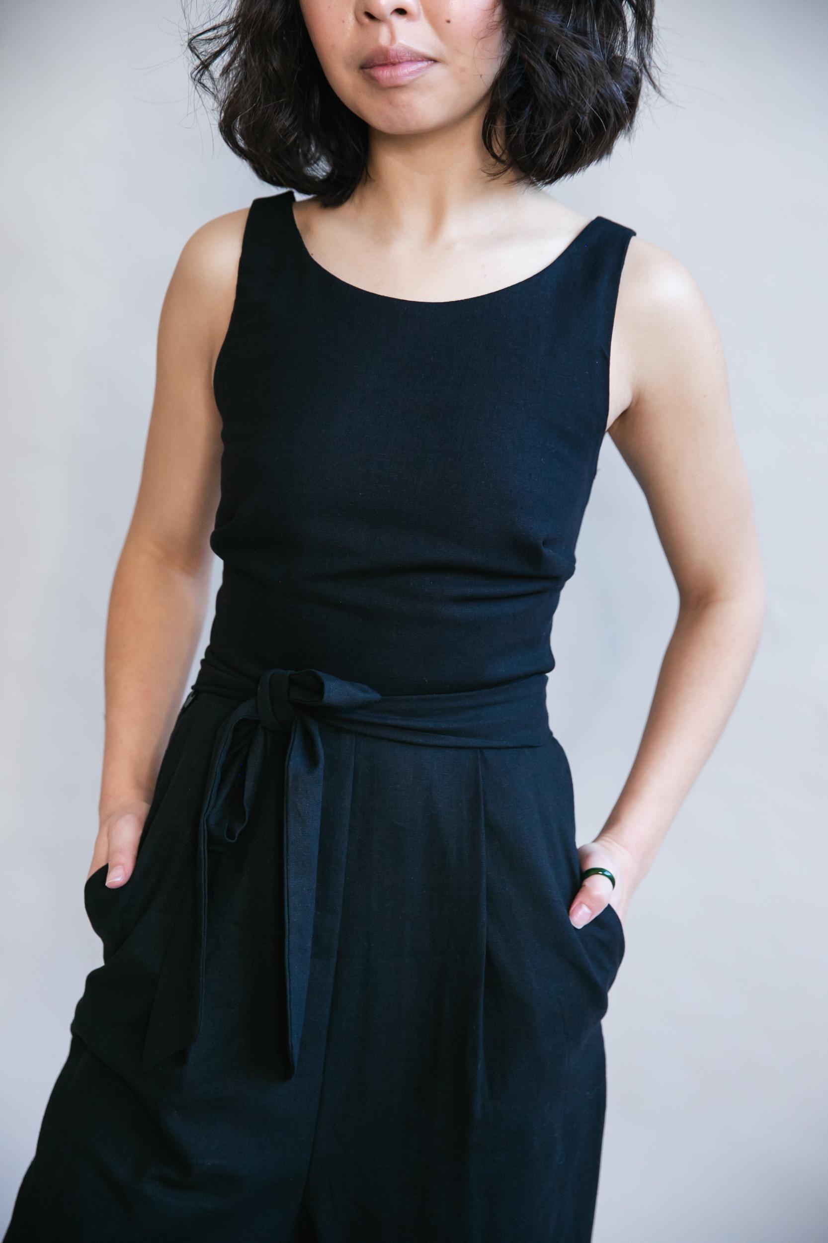 Liberty Jumpsuit in Black Linen Product Image