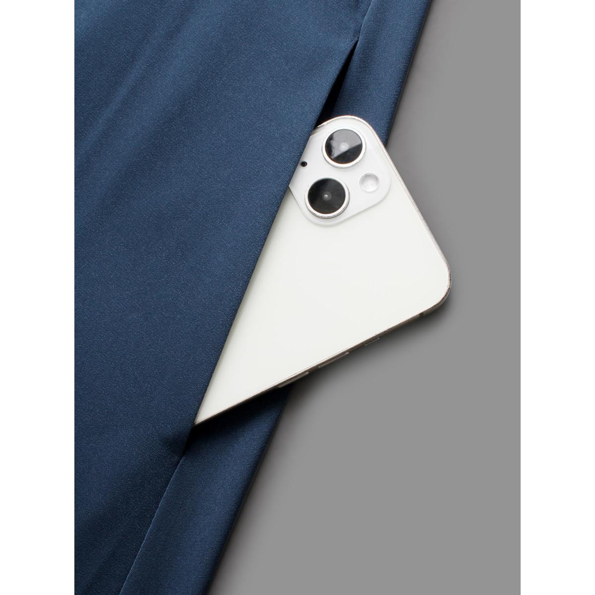 Plus Size Solid Ruffle Trim Elastic Waist Midi Dress DarkSlateGray Women Timeless Frill Trim V-neck Long Sleeve Curvy BloomChic 28/5X Product Image