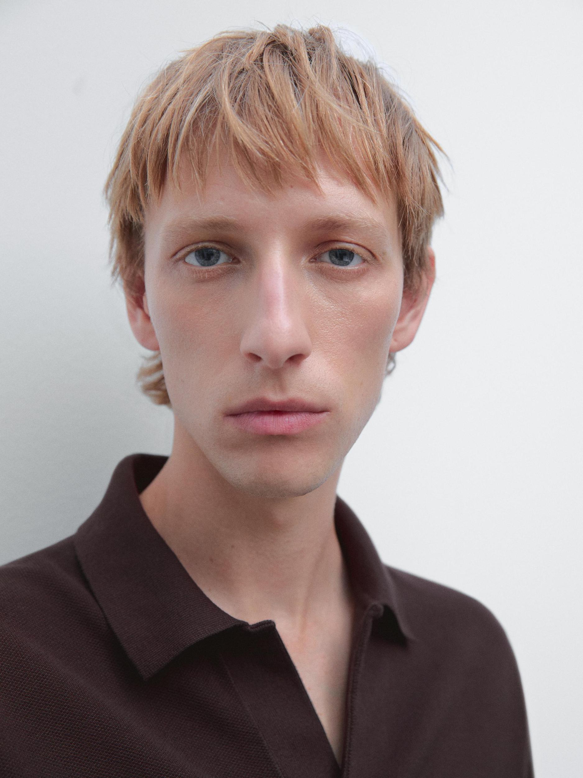 Knit V-neck polo shirt Product Image