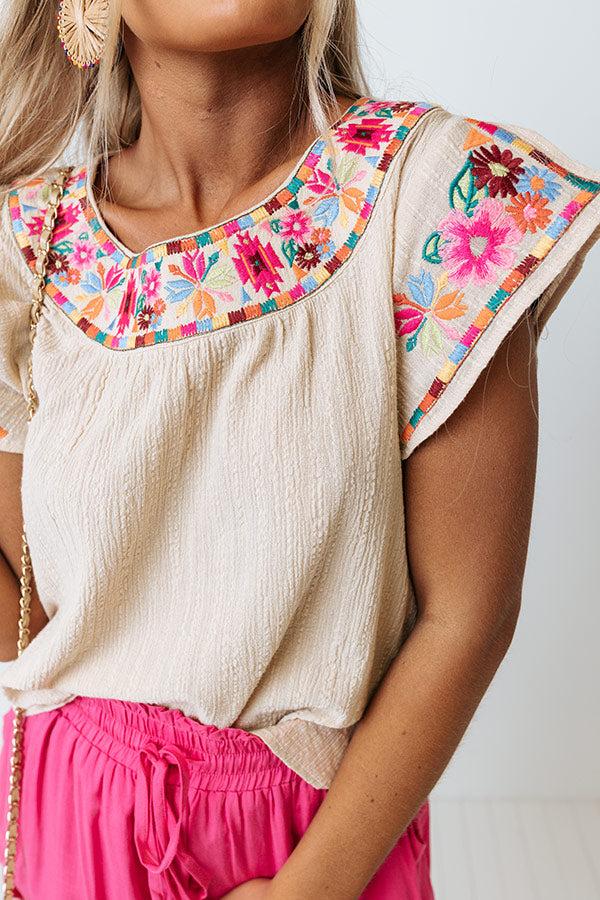 Off Into The Sunset Embroidered Shift Top Product Image