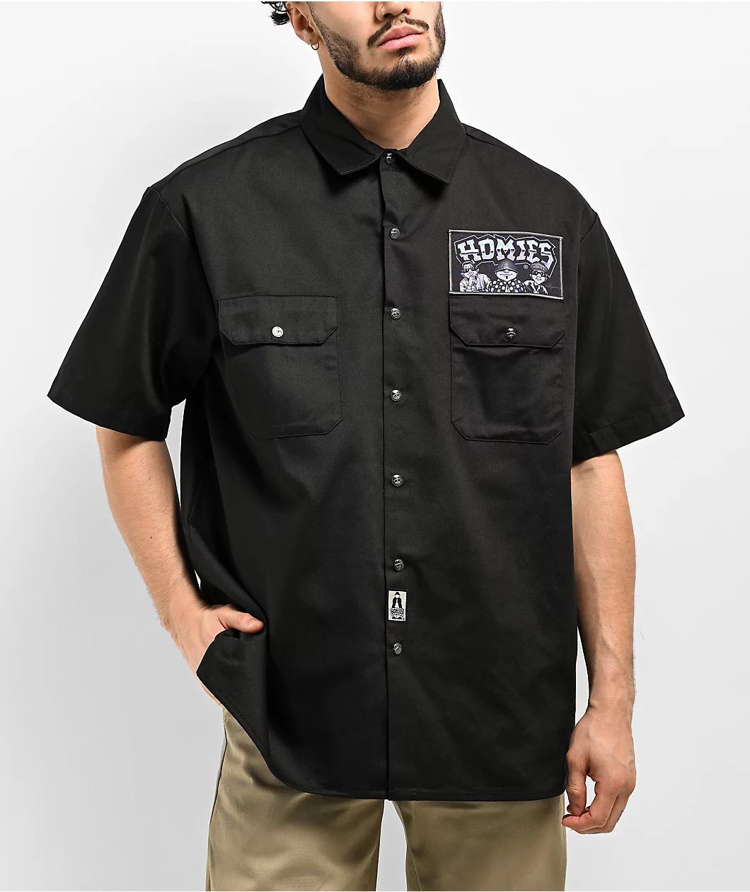 DGA Homies 8ball Trio Black Button Up Short Sleeve Shirt Product Image