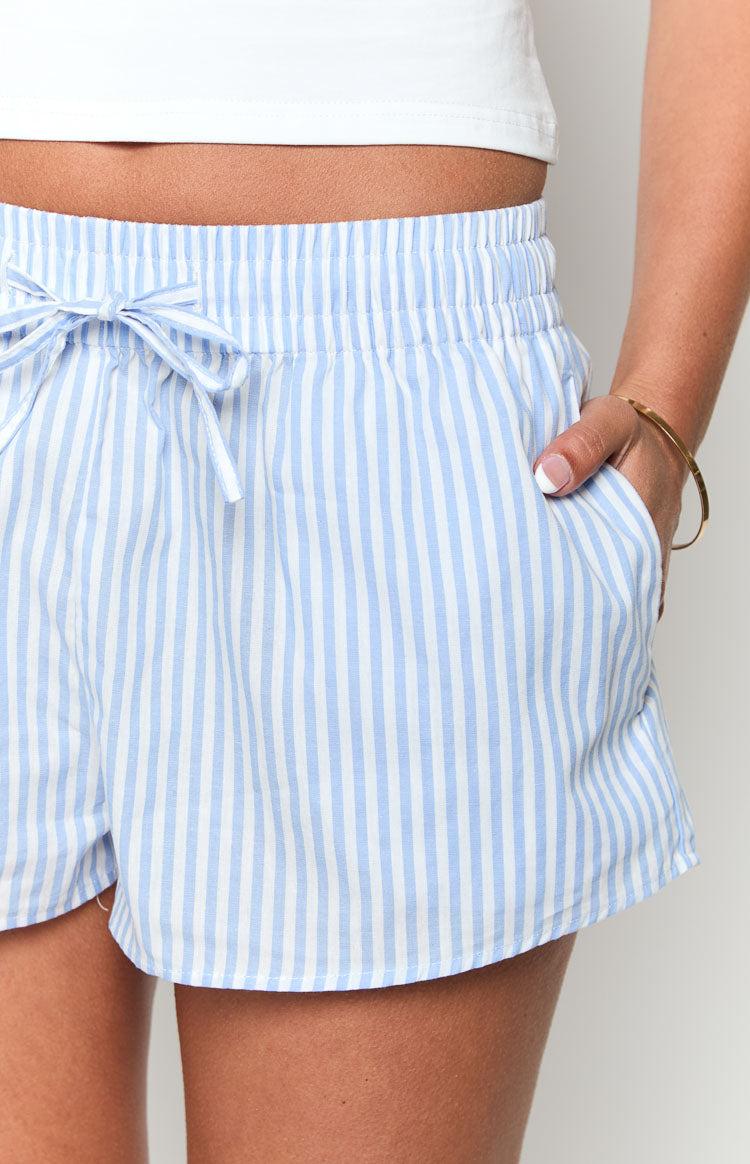 Skyler Blue Striped Shorts Baby Product Image