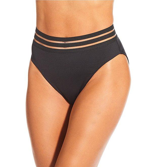 Gibson & Latimer Illusion Solid Banded High Waisted Swim Bottom Product Image