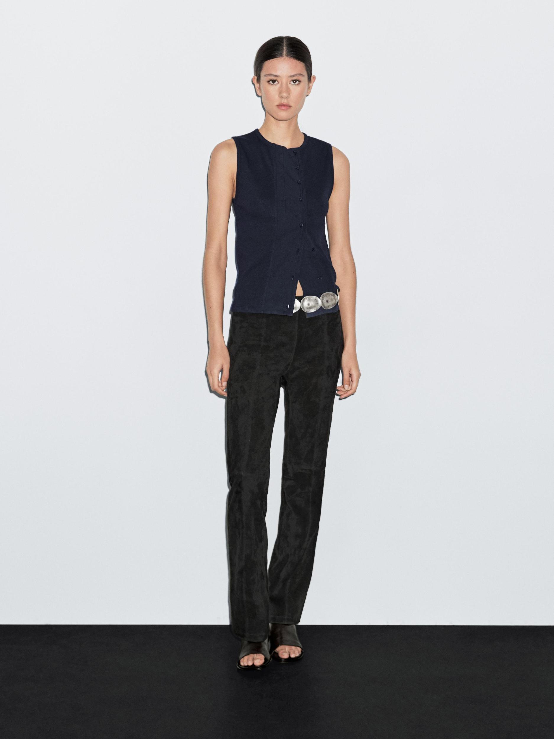 Straight-leg cotton blend trousers Product Image