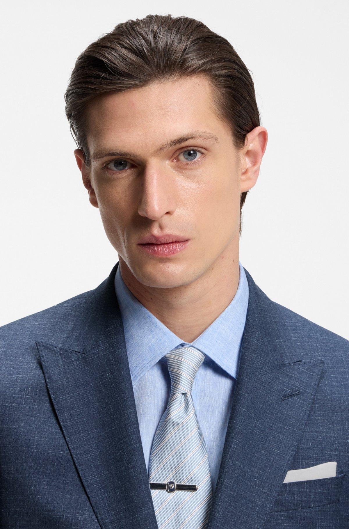 Slim-fit jacket in virgin wool, silk and linen Product Image
