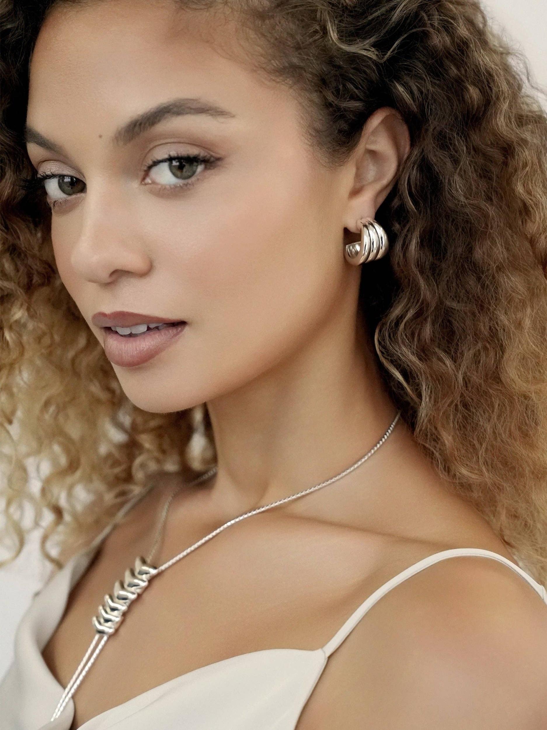 Triple Ribbed Hoops Product Image