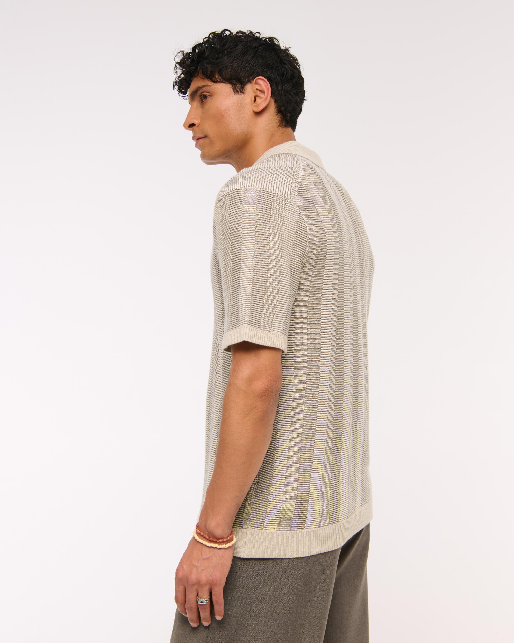 Contrast Textural Zip Sweater Polo Product Image