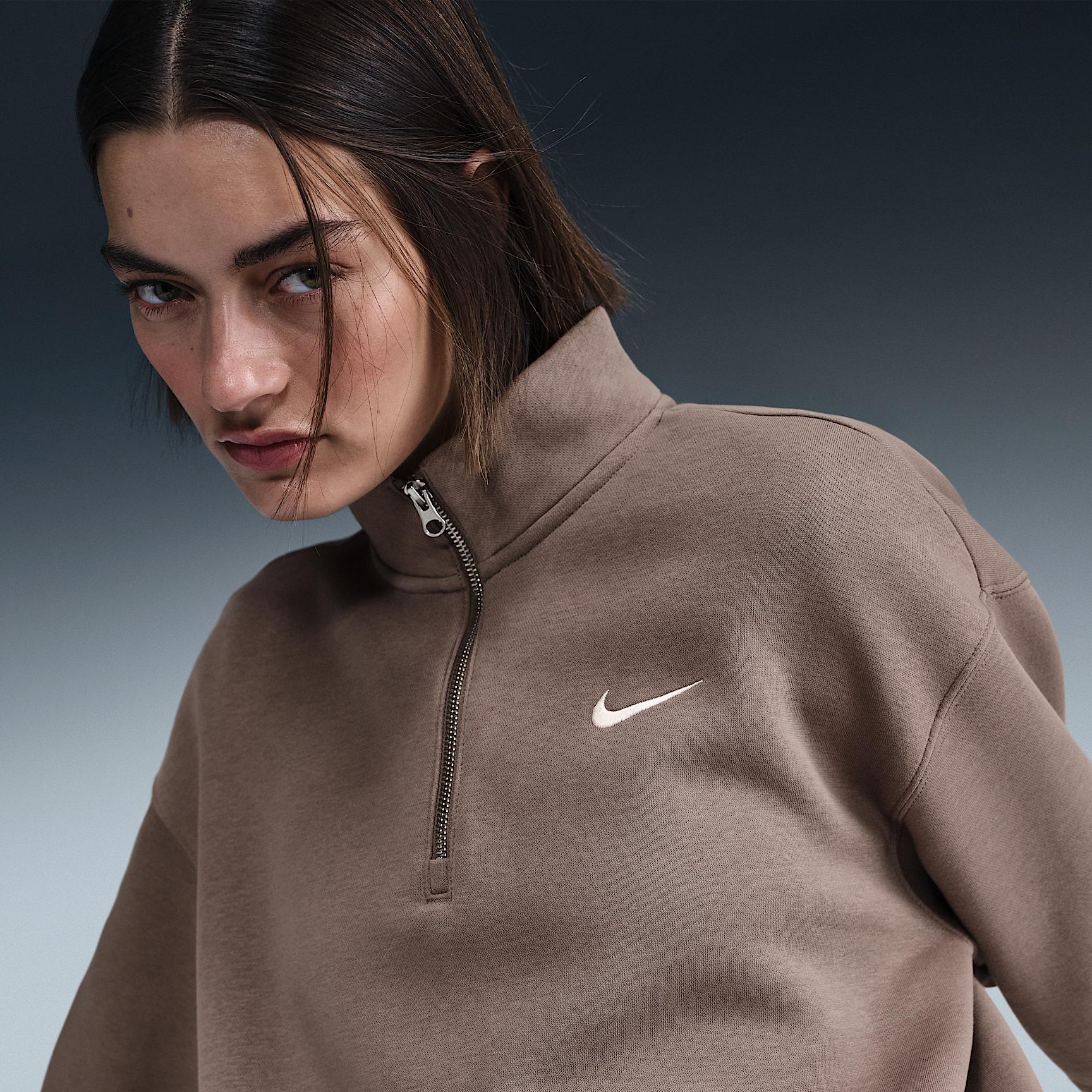 Womens Nike Sportswear Phoenix Fleece Oversized 1/4-Zip Long Sweatshirt | HJ0931-063 Product Image