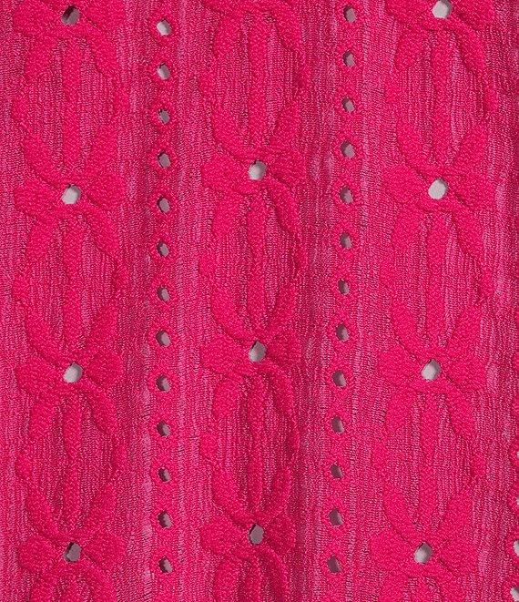 Allison Daley Plus Size 3/4 Sleeve Open-Front Eyelet Knit Cardigan Product Image