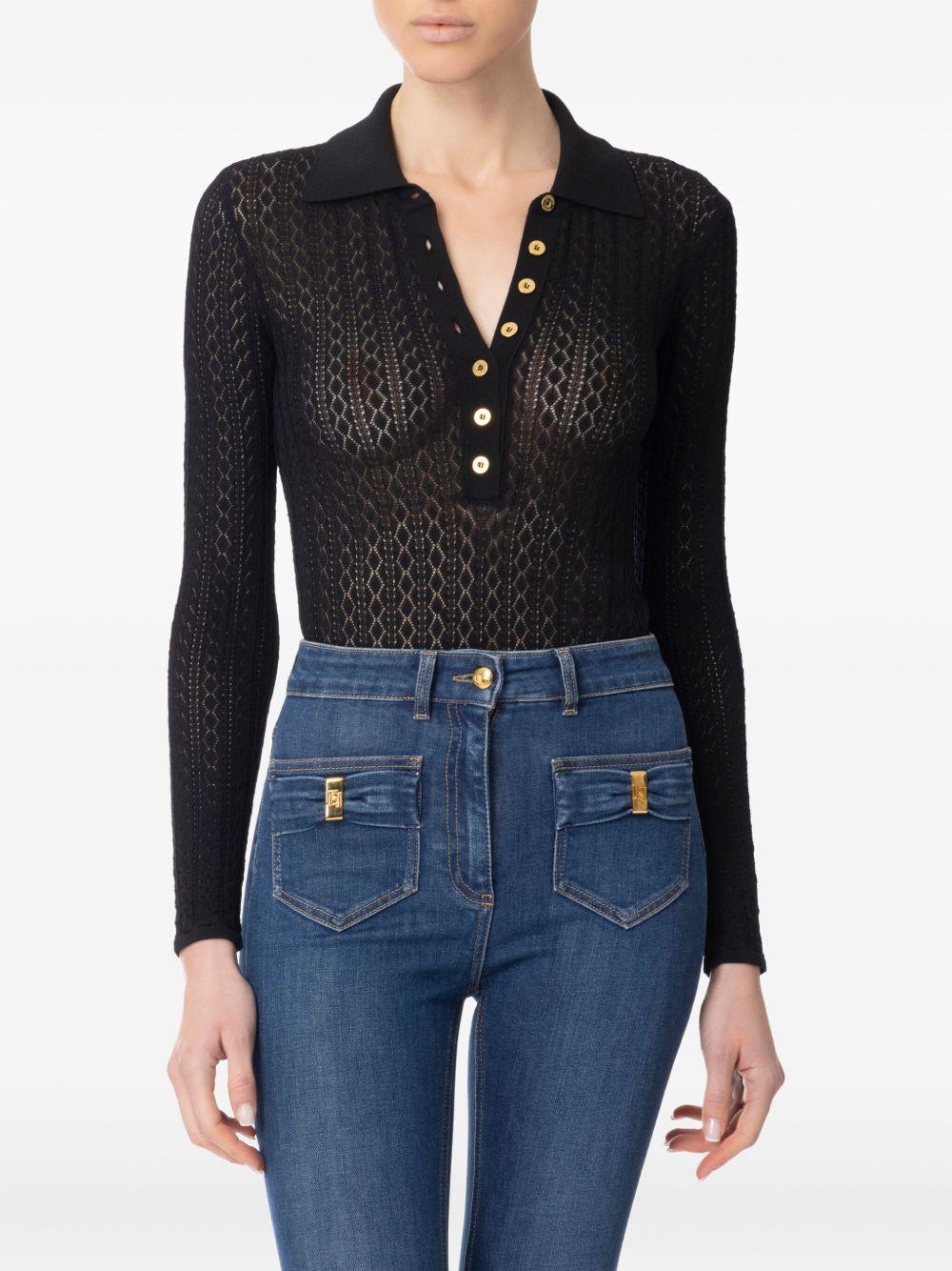 button-detailed polo bodysuit Product Image